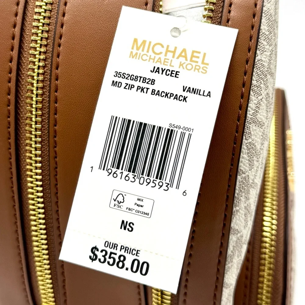Michael Kors Jaycee Medium Signature Logo Backpack - Vanilla